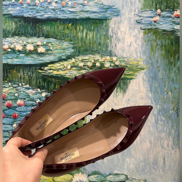 Authentic Valentino Garavani size 37.5(7) Rockstud Tonal Patent Ballerina Flat - Picture 3 of 11